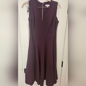 Calvin Klein Sleeveless Midi Dress in Plum Burgundy